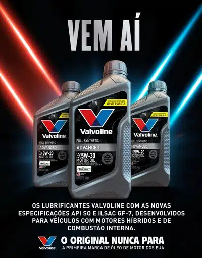 Реклама моторного масла Valvoline с красными и синими акцентными лучами.