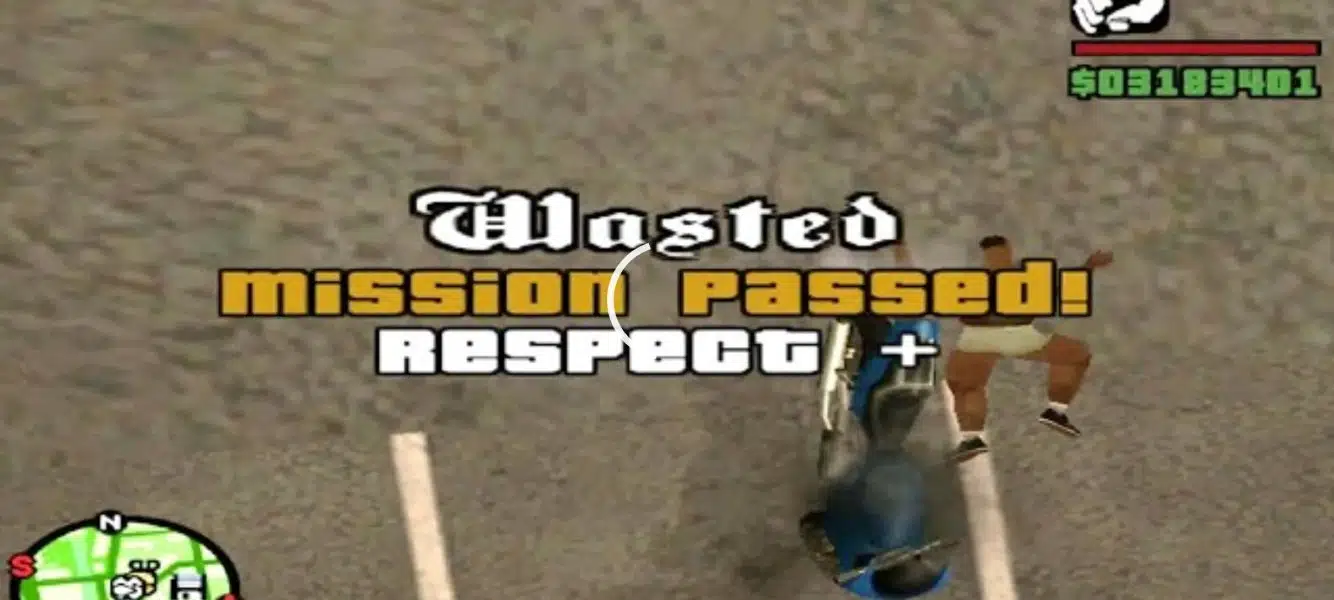 Игра ГТА Сан Андреас с надписями Wasted Mission Passed Respect
