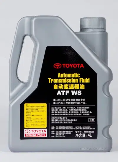 Серая канистра масла Toyota Automatic Transmission Fluid ATF WS 4L для автоматической коробки передач автомобилей Тойота.