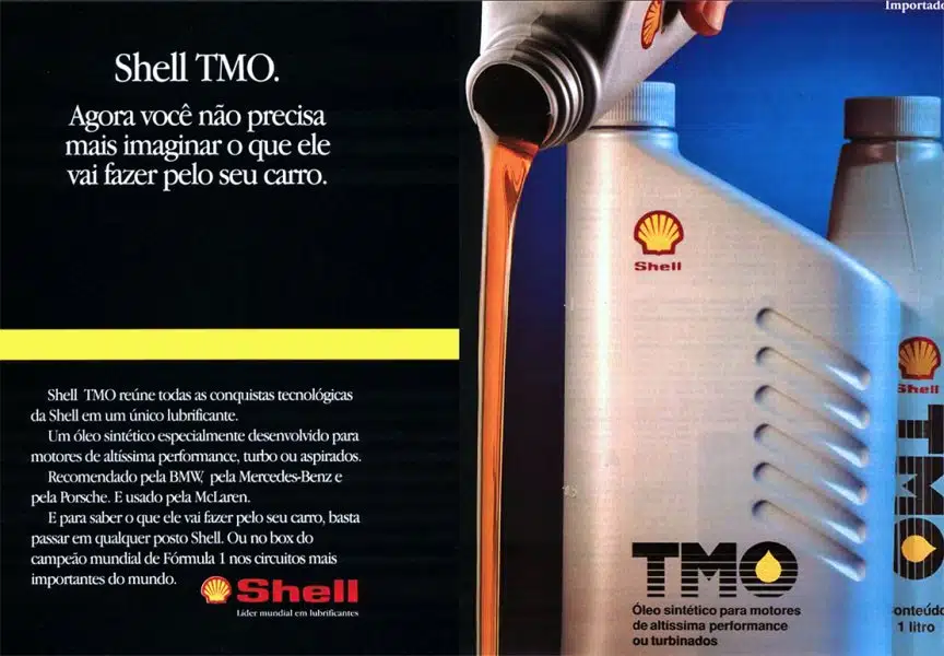 Рекламное изображение моторного масла Shell TMO, с крупным планом льющегося масла из канистры в канистру.