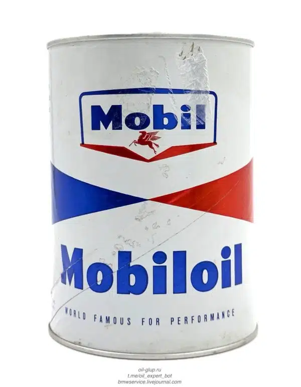 Винтажная жестяная банка моторного масла Mobil